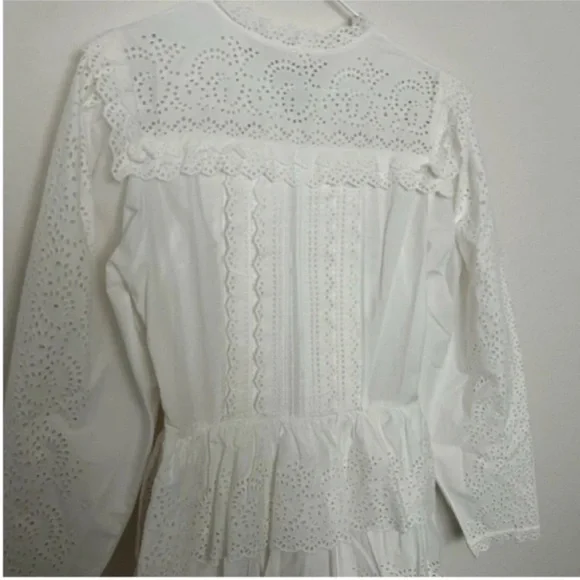 Ulla Johnson Aster Long Sleeve Tiered Ruffle Mini Dress White - Picture 6 of 12